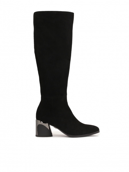 Black suede boots mounted on a spectacular heel GAIL
