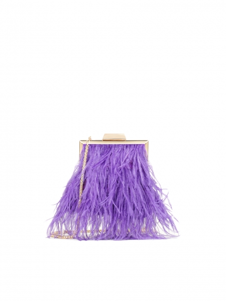 Purple handbag with feathers KRISTEN