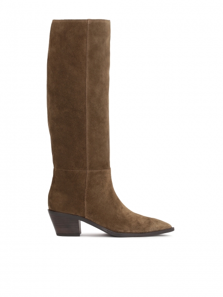 Suede booties with a slip on upper and a pointy toe ROSEAU