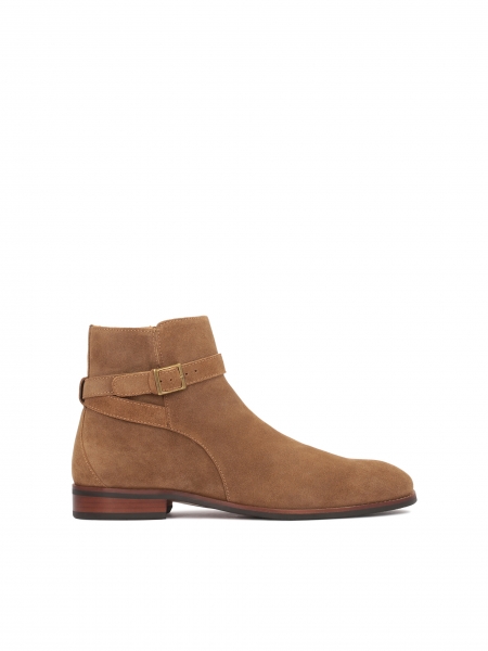 Light brown suede zippered boots for men RANDAL