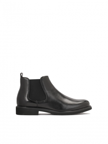 Klassische Chelsea-Stiefel aus schwarzem Leder für Männer ADRIEN