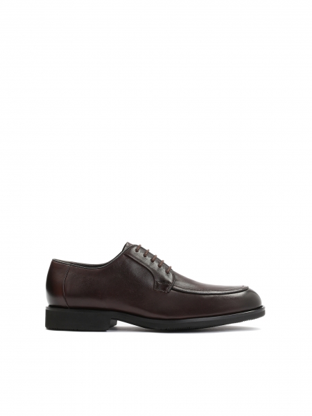 Men’s brown leather Derby shoes with a thread on the toe AYLER