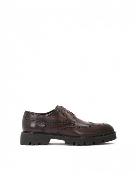 Luxurious brown brogues with rosette embellishment REVAN
