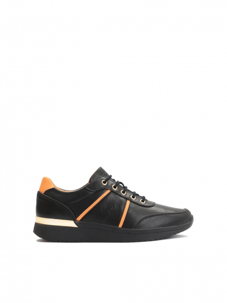 Ladies’ black sneakers with orange componennts BAHIA