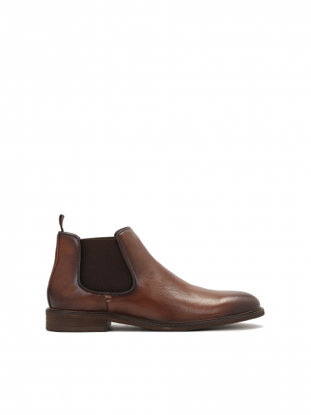 Elegantes botas Chelsea de cuero marrón claro para hombre CASHTON
