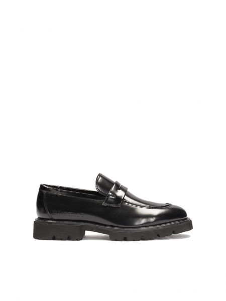 Black leather men's penny loafers PHERTH