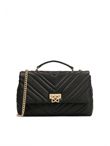 Classic black shoulder bag with a chain YVES