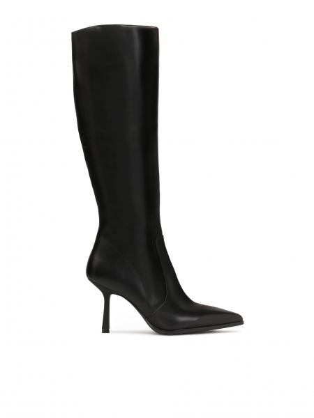 Schwarze hohe Lederstiefel im minimalistischen Stil TOTTIE