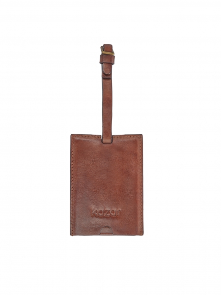 Brown leather luggage tag UXIO