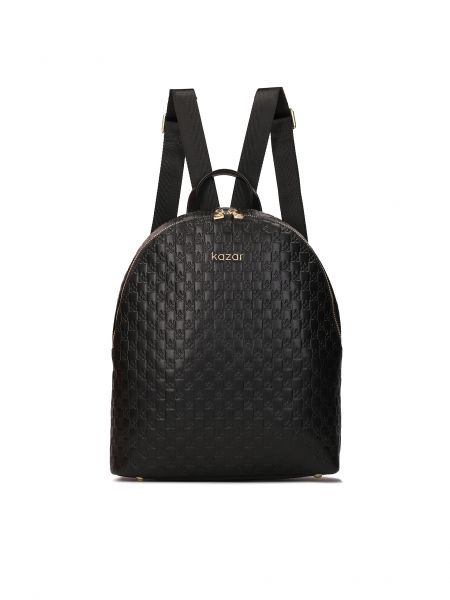 Damen-Rucksack aus schwarzem Leder ELOTA L