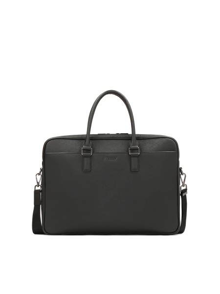 Black leather men's hand and shoulder briefcase FRANCO