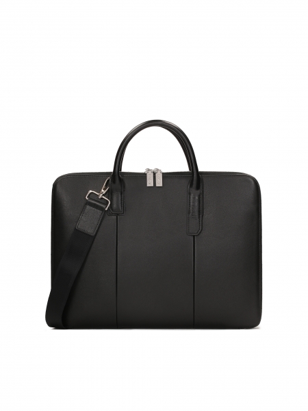 Business black men's bag in full grain leather LEANDRO