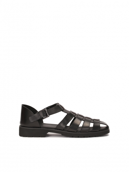 Men's black sandals  with a covered heel and a toe BERNARDO