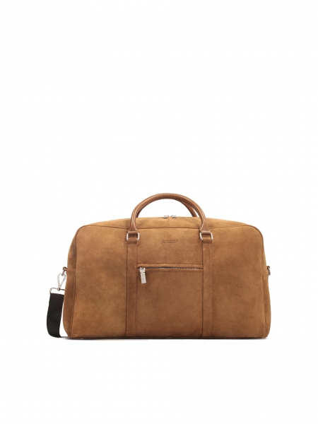 Suede travel bag in brown color DOTSERO