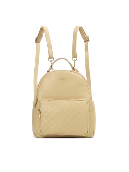Beige leather casual backpack DOT