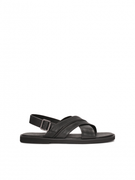 Leather black sandals with a buckle OZERNOY