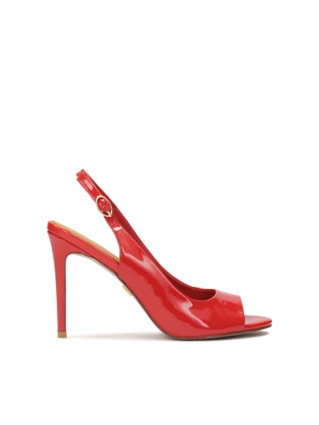 Red lacquered sandals with ankle strap AUDE