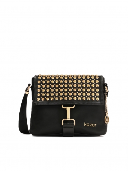 Black bag with metal rivets on the flap SUZZY