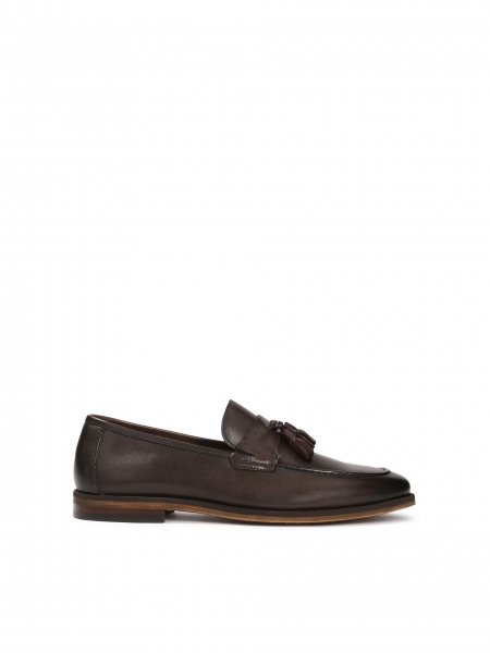Brown leather loafers with tassels KOLOB