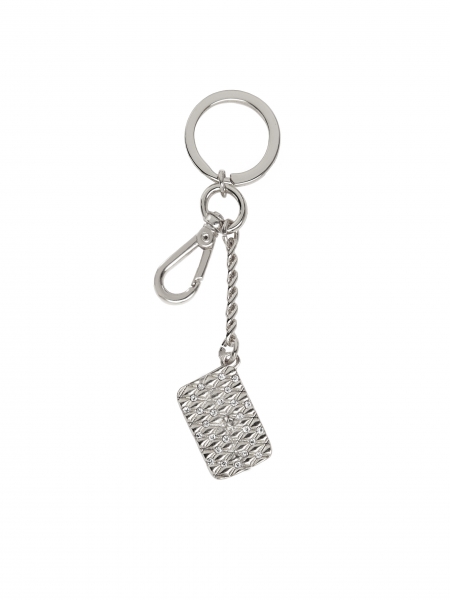 Schlüsselanhänger aus Metall mit Anhänger in Form einer kleinen Handtasche 