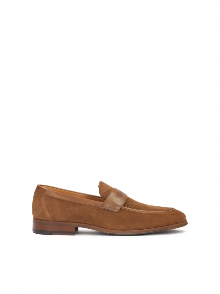 Suede brown loafers with perforations  OVIDAN