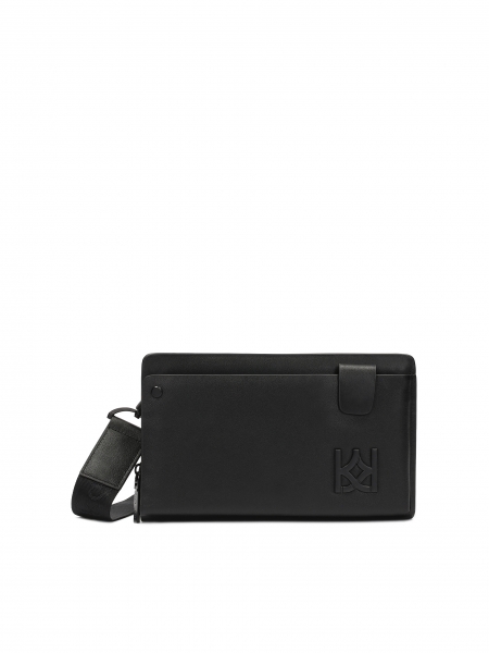 Black men's leather pouch with belt ULISSES