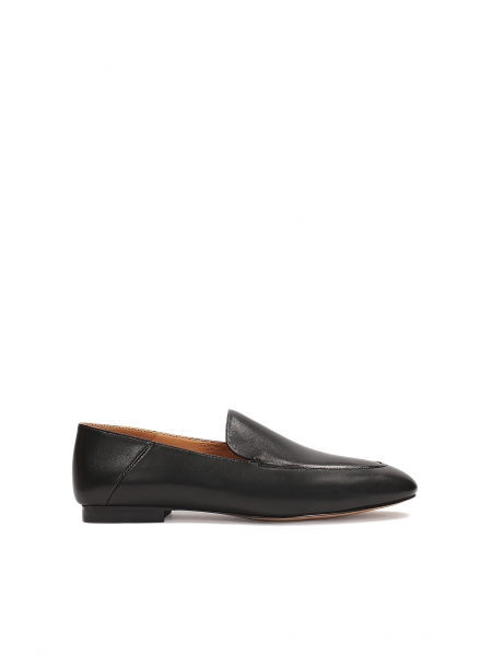 Chaussures plates minimales en cuir noir ALISA