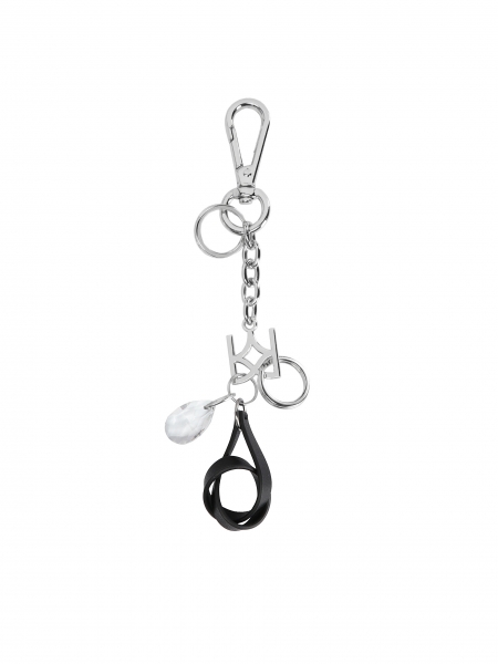Elegant keychain with a leather strap and a crystal. 