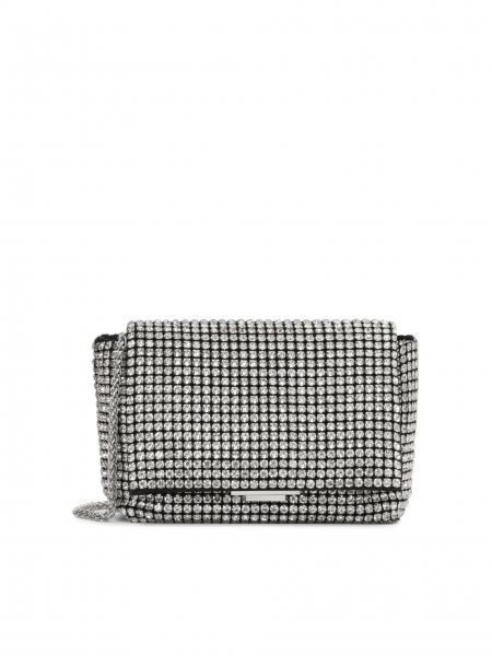 Evening bag with flap decorated with zircons IMAGINE