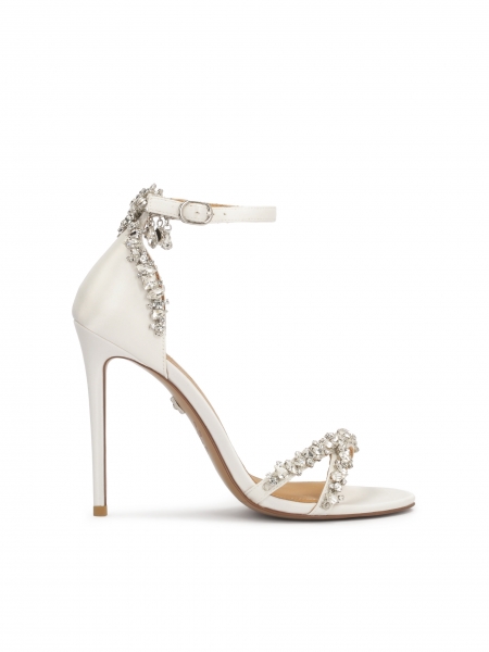 Białe ślubne sandały zdobione cyrkoniami JOSEFINE