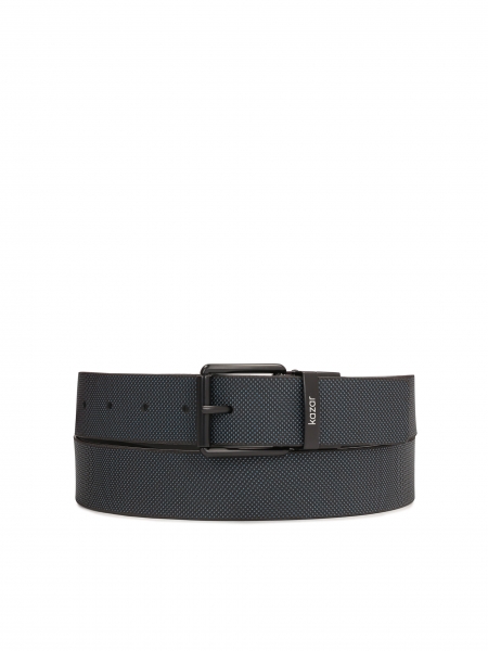 Double-sided men's belt in embossed and smooth leather CHAOS