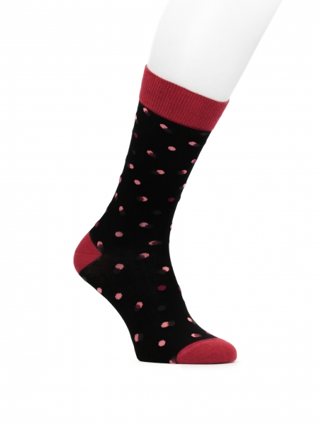 Schwarze Socken mit kastanienbraunen Punkten THAMES