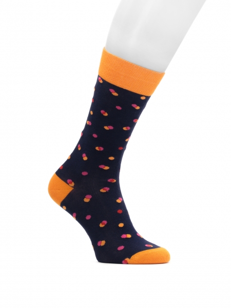 Marineblauwe sokken met oranje inzetstukken THAMES