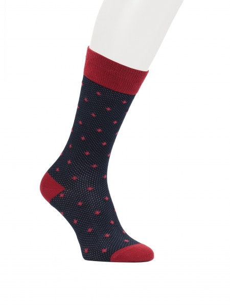 Navy blue socks with a maroon pattern THAMES