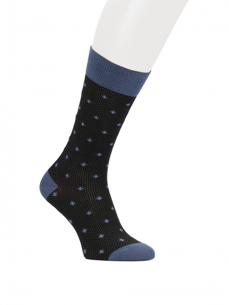 Schwarze und blaue Socken mit kleinen Rhomben THAMES
