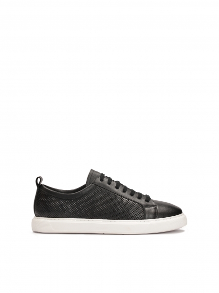 Black perforated leather sneakers SOROSS
