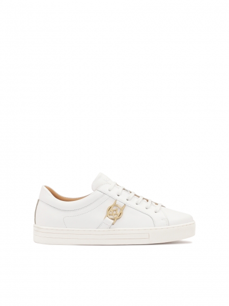 White leather sneakers with golden elements ATLANTA