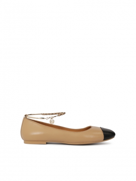 Leather ballerinas with bracelets around the ankle ABELA