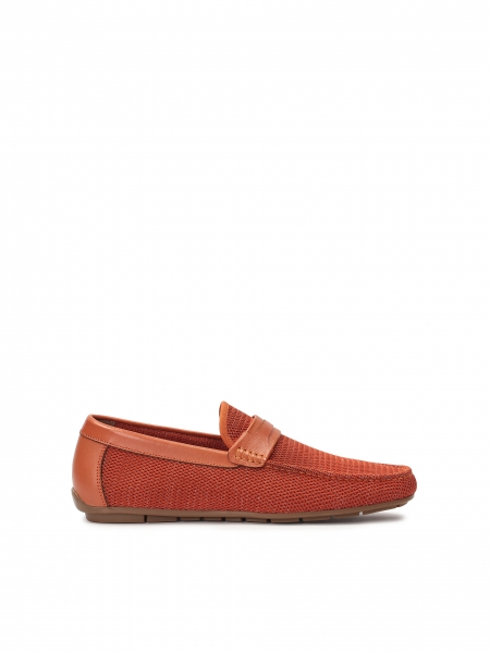 Men's orange moccasins with perforated upper RODOLFO