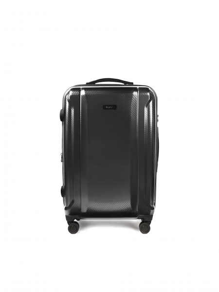 Medium-sized travel cabin bag in grey with embossing AIRPORT MODE