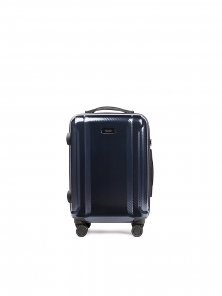 Pequeña maleta de cabina azul marino de material resistente AIRPORT MODE