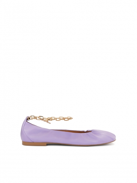 Lilac leather ballerinas decorated with chain MAJSA