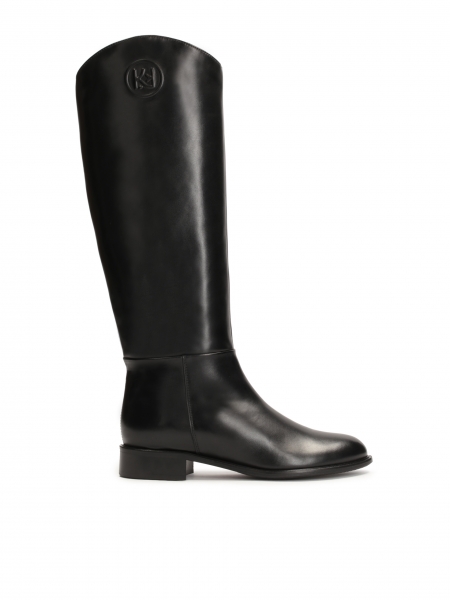 Leather high boots with a rounded upper AURA