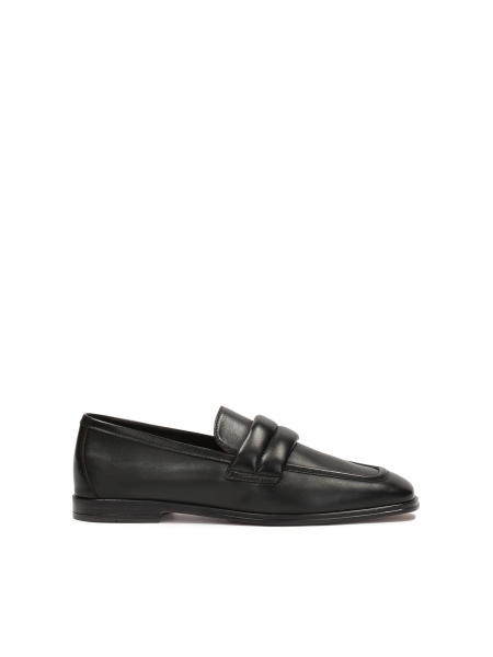 Flache Schuhe aus schwarzem Leder mit quadratischen Zehen RUBY