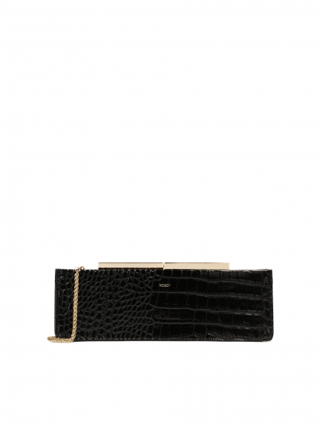 Elongated occasional leather bag in croco pattern TEID