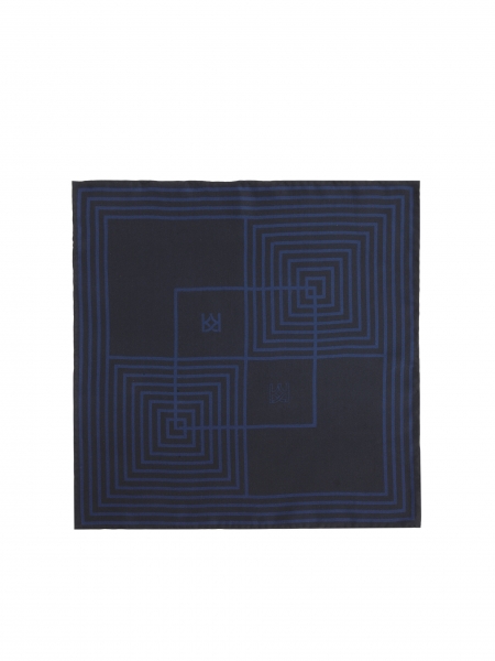 Pañuelo de bolsillo de seda con cuadritos y monogramas de KAZAR MACCURY