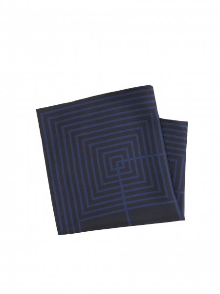 Silk pocket square with squares and monograms by KAZAR MACCURY