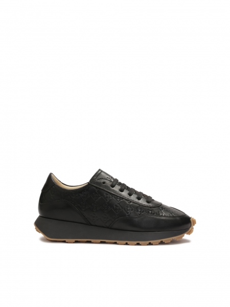 Ladies' leather sneakers with a grooved sole SABBI
