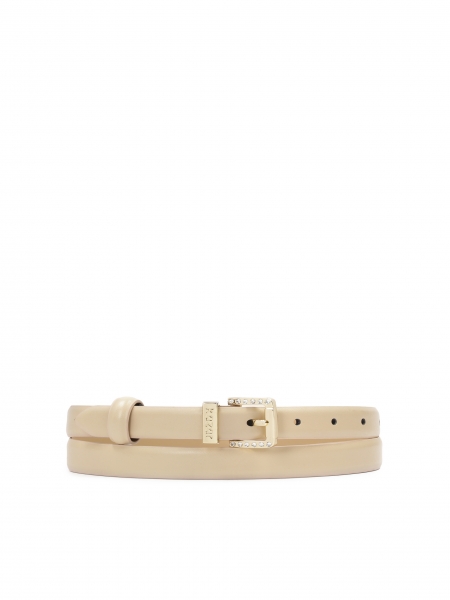 Smooth beige belt decorated with a buckle with crystals  NANCE