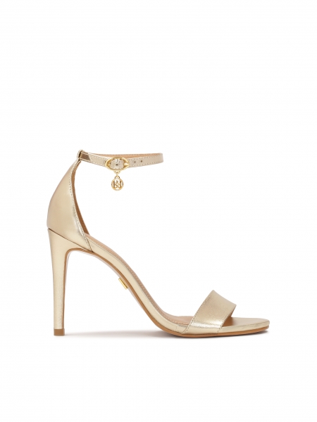 Gold sandals with a built-in heel MEGAN